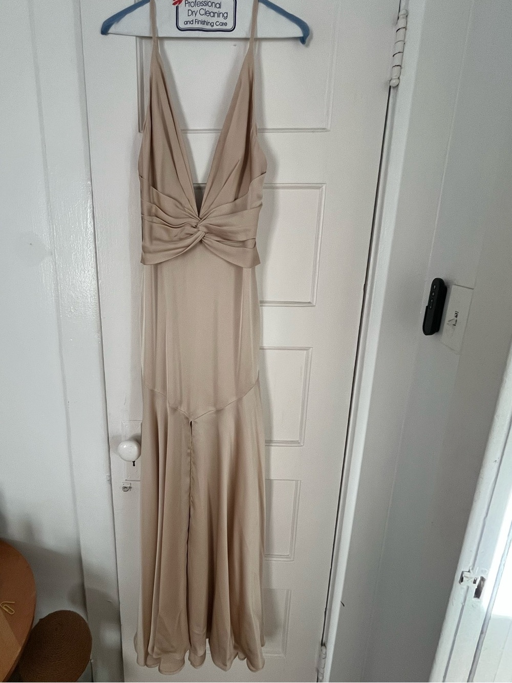 Fame and Partners Nude Twist-Front Maxi Dress
